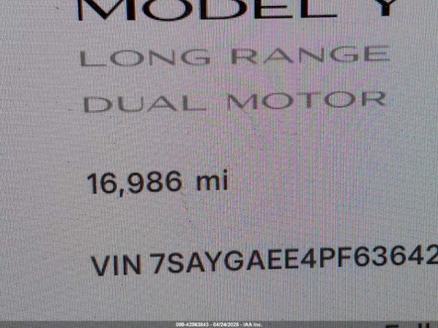 7SAYGAEE4PF636427 Tesla Model Y Awd/long Range Dual Motor All-wheel Drive