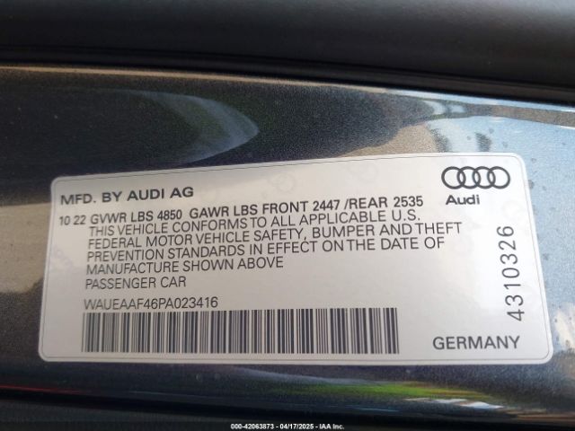 WAUEAAF46PA023416 Audi A4 Premium Plus 45 Tfsi S Line Quattro S Tronic
