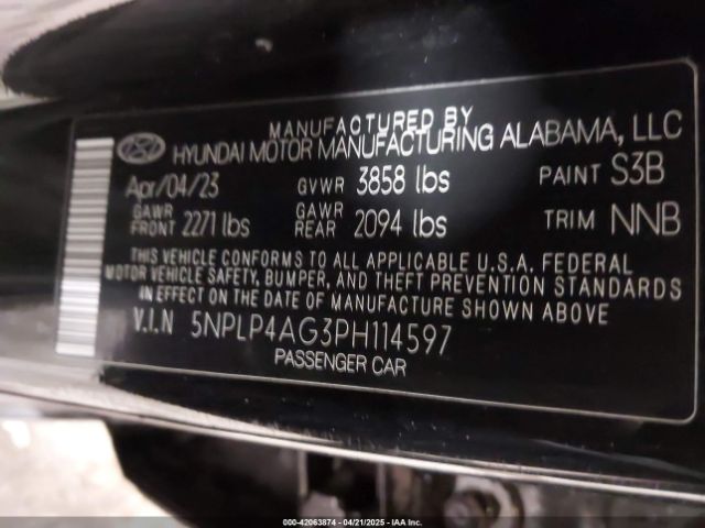 5NPLP4AG3PH114597 Hyundai Elantra Limited