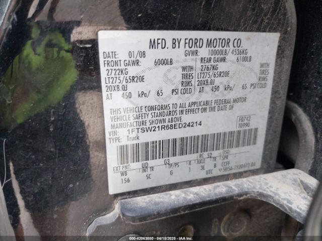 2008 FORD F-250 1FTSW21R68ED24214 Photo 8