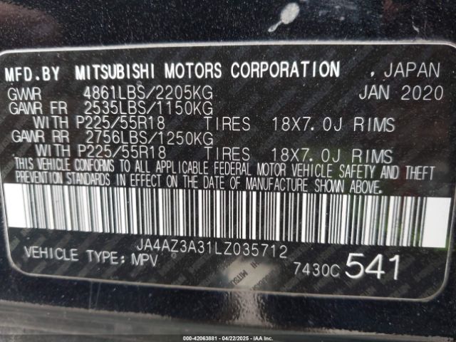 2020 MITSUBISHI OUTLANDER JA4AZ3A31LZ035712 Photo 8