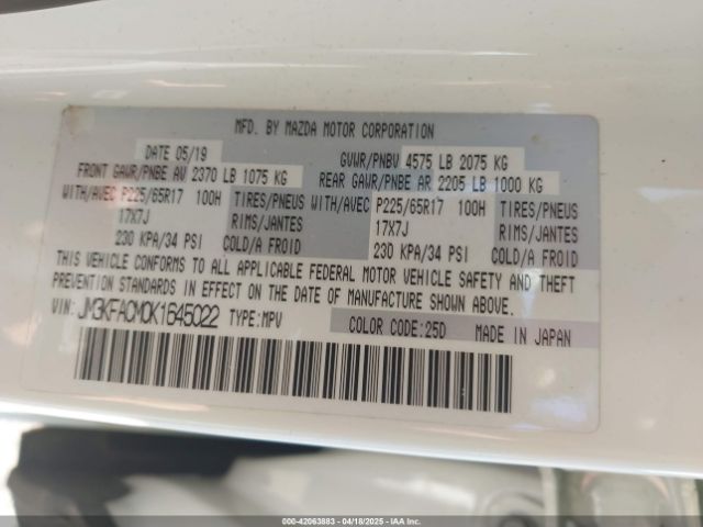 JM3KFACM0K1645022 Mazda Cx-5 Touring