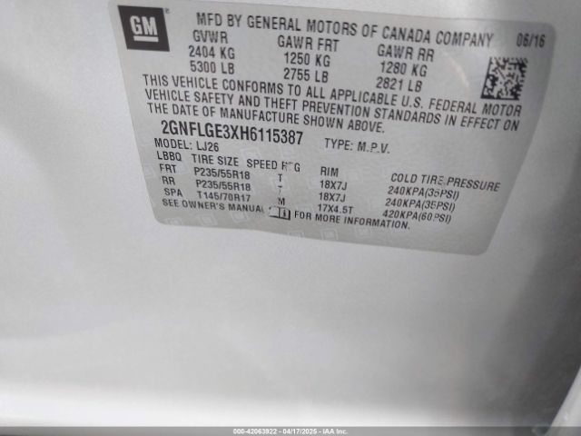 2GNFLGE3XH6115387 Chevrolet Equinox Premier