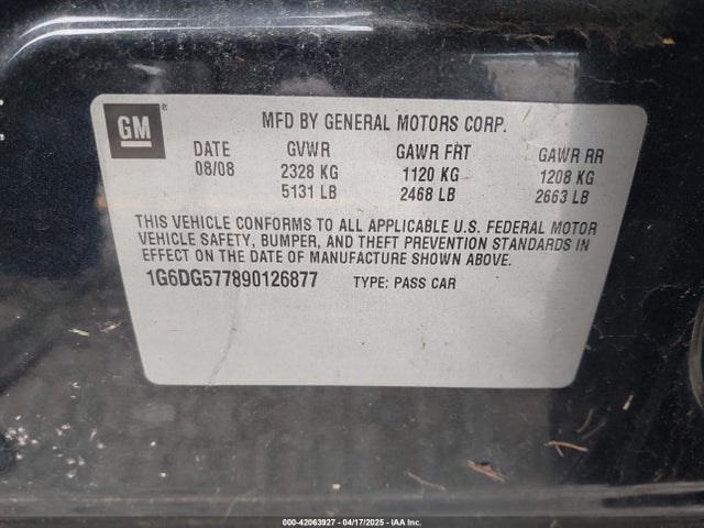 2009 CADILLAC CTS 1G6DG577890126877 Photo 8