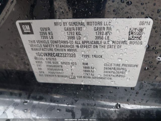 1GCVKREC4EZ327320 Chevrolet Silverado 1500 1lt