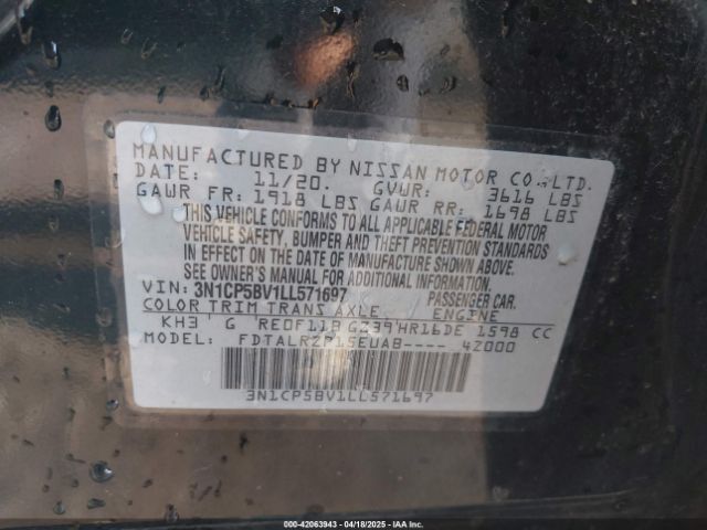 3N1CP5BV1LL571697 Nissan Kicks S Xtronic Cvt