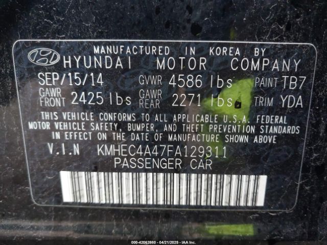 KMHEC4A47FA129311 Hyundai Sonata Hybrid Limited