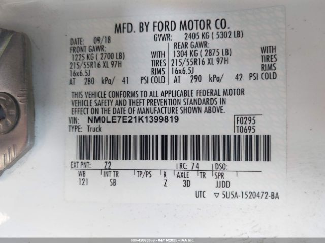 NM0LE7E21K1399819 Ford Transit Connect Xl