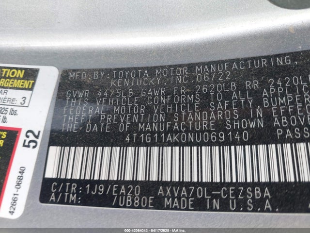 4T1G11AK0NU069140 Toyota a25a-fks