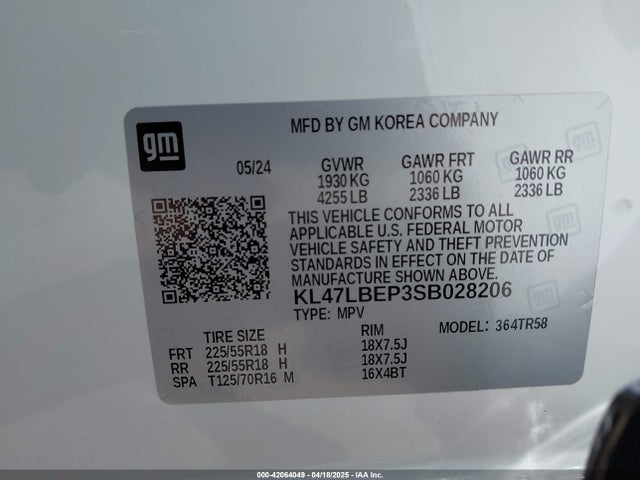 KL47LBEP3SB028206 Buick Envista Sport Touring Fwd