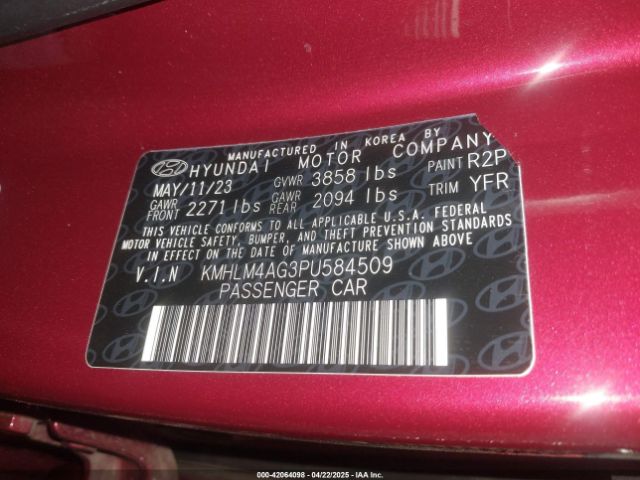 KMHLM4AG3PU584509 Hyundai ELANTRA SEL