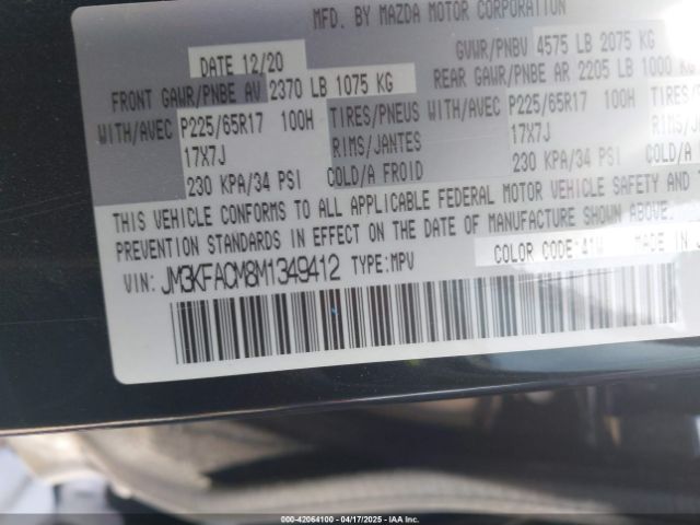 JM3KFACM8M1349412 Mazda Cx-5 Touring