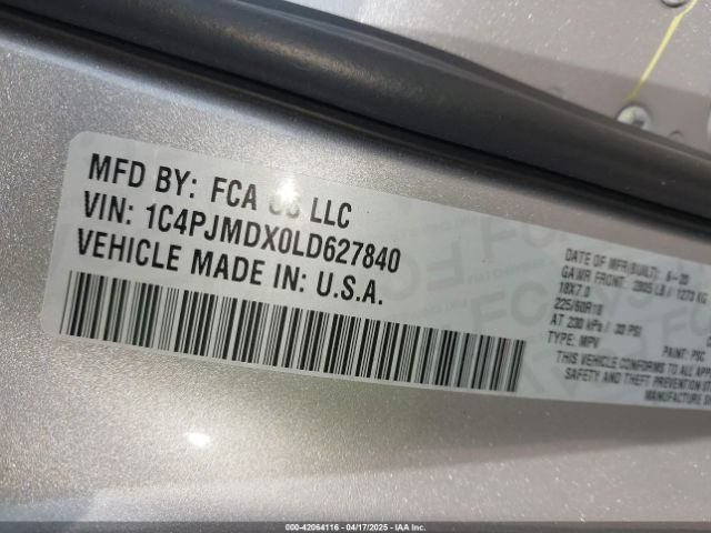 1C4PJMDX0LD627840 Jeep Cherokee Limited 4x4