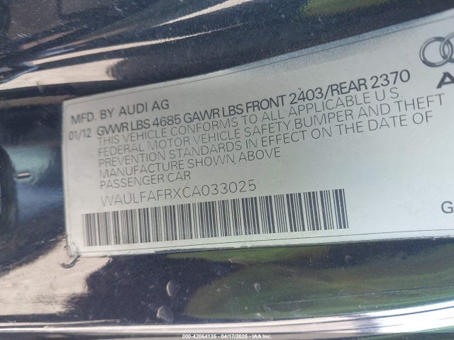 2012 AUDI A5 WAULFAFRXCA033025 Photo 8