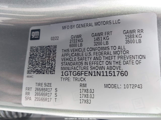 1GTG6FEN1N1151760 GMC lgz