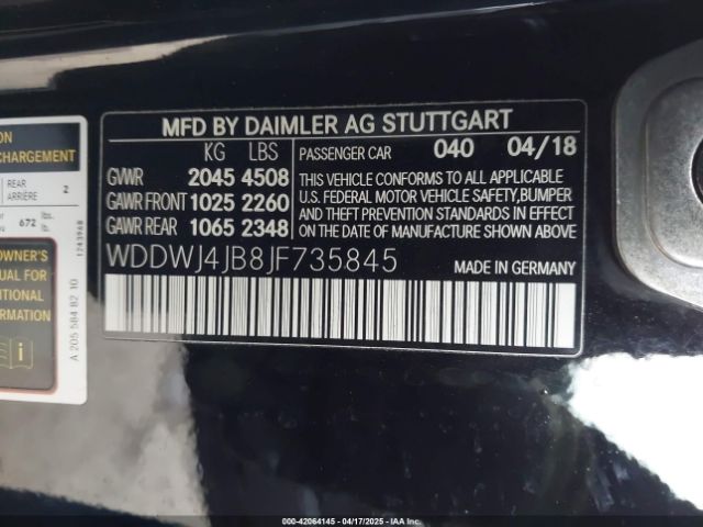 WDDWJ4JB8JF735845 Mercedes-Benz C 300