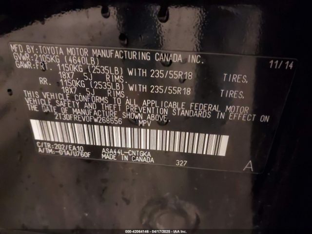 2T3DFREV0FW268656 Toyota Rav4 Limited