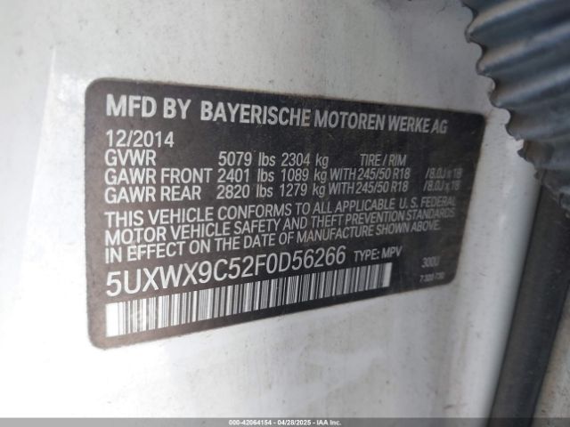 5UXWX9C52F0D56266 BMW X3 Xdrive28i