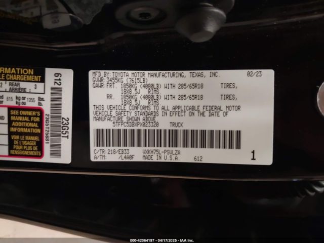 2023 TOYOTA TUNDRA HYBRID 5TFPC5DBXPX023320 Photo 8