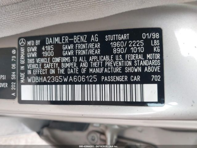 1998 MERCEDES-BENZ C 230 WDBHA23G5WA606125 Photo 8