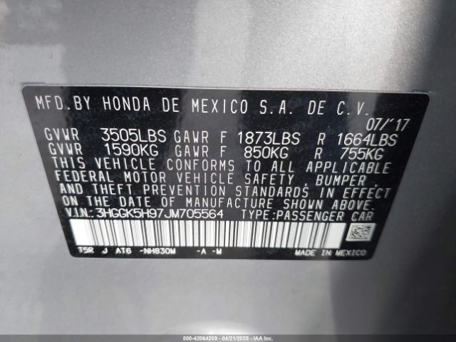 3HGGK5H97JM705564 Honda Fit Ex-l