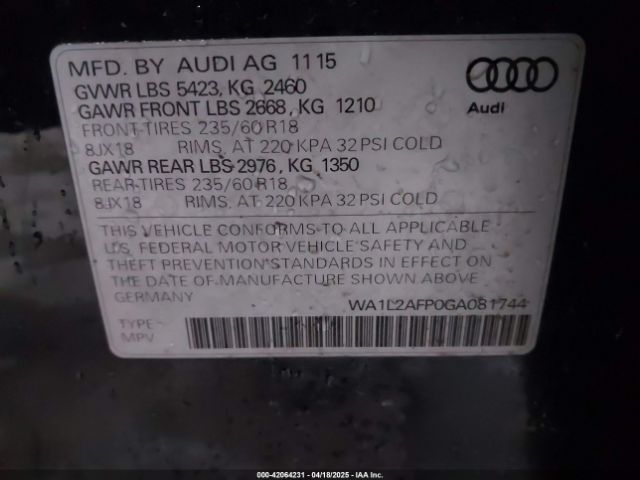 WA1L2AFP0GA081744 Audi Q5 2.0t Premium