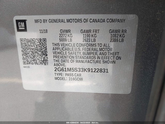 2019 CADILLAC XTS 2G61M5S33K9122831 Photo 8