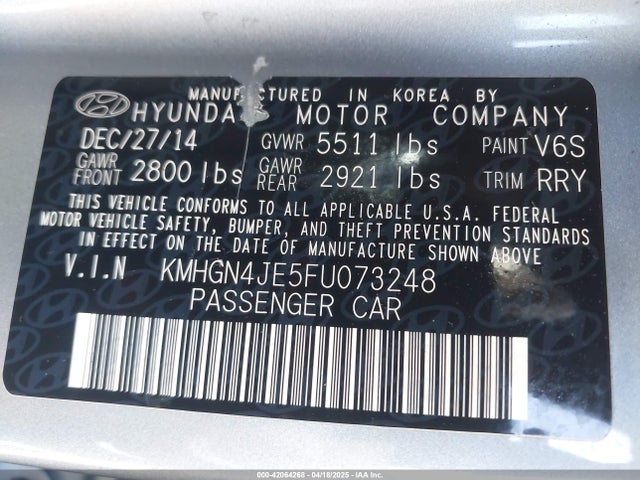 KMHGN4JE5FU073248 Hyundai Genesis 3.8