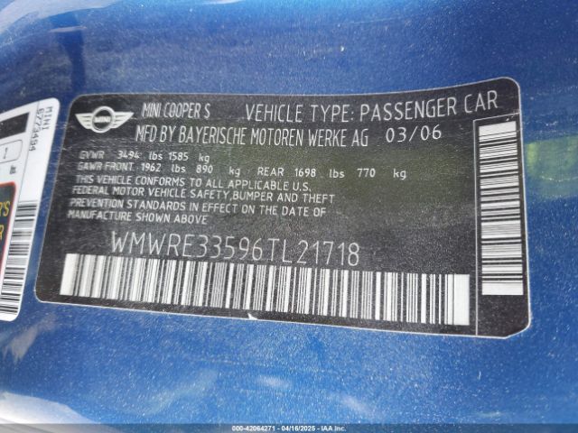 2006 MINI COOPER S WMWRE33596TL21718 Photo 8