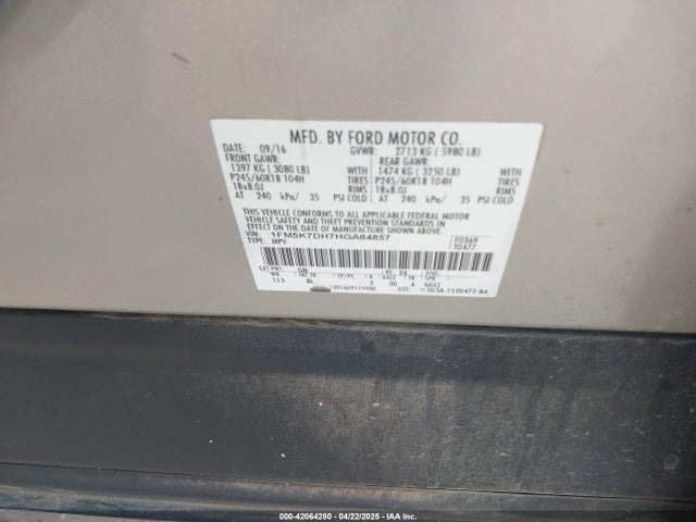 1FM5K7DH7HGA84857 Ford 2.3l gtdi