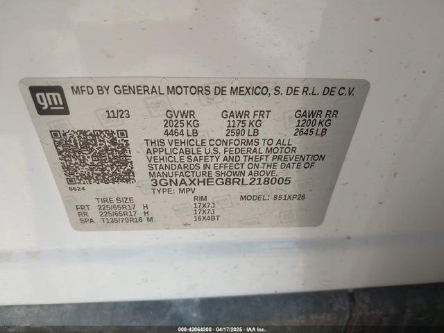 3GNAXHEG8RL218005 Chevrolet Equinox Fwd Ls