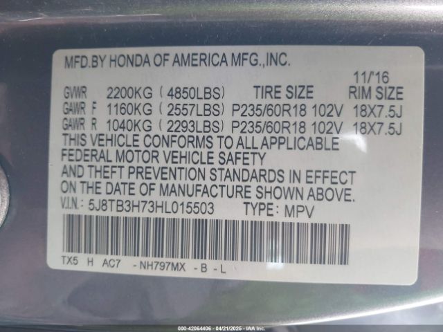 5J8TB3H73HL015503 Acura Rdx Advance Package