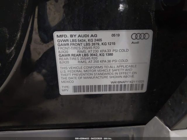 2019 AUDI Q5 WA1BNAFY1K2111025 Photo 8
