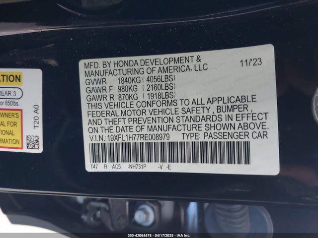 19XFL1H77RE008979 Honda Civic Ex-l