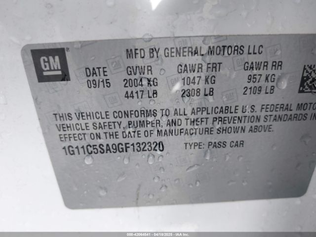 1G11C5SA9GF132320 Chevrolet Malibu Limited Lt