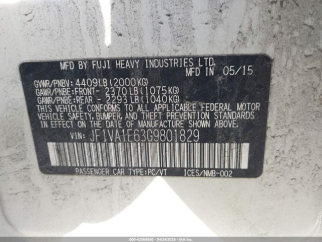 JF1VA1E63G9801829 Subaru Wrx Premium