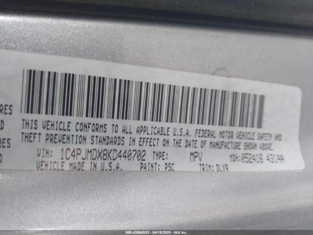 1C4PJMDX8KD440702 Jeep Cherokee Limited 4x4