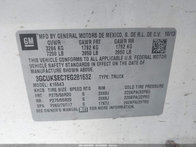 3GCUKSEC7EG281632 Chevrolet Silverado 1500 2lz