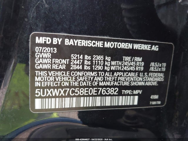5UXWX7C58E0E76382 BMW 2014