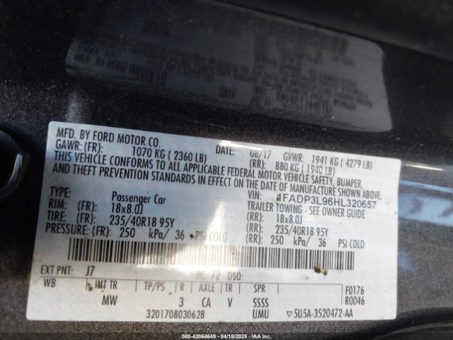 1FADP3L96HL320657 Ford FOCUS ST