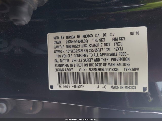 3CZRM3H54GG718339 Honda CR-V EX