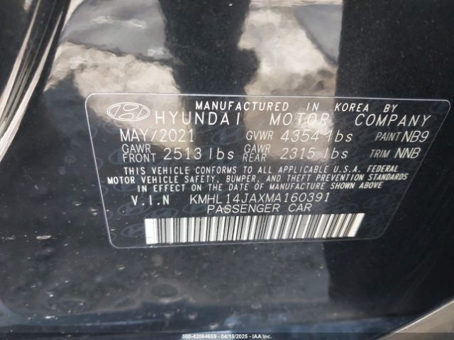 KMHL14JAXMA160391 Hyundai SONATA SEL