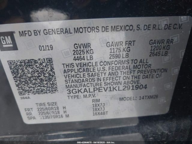3GKALPEV1KL291904 GMC Terrain Slt