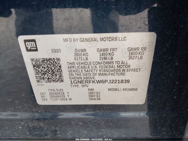 1GNERFKW6PJ221839 Chevrolet lfy