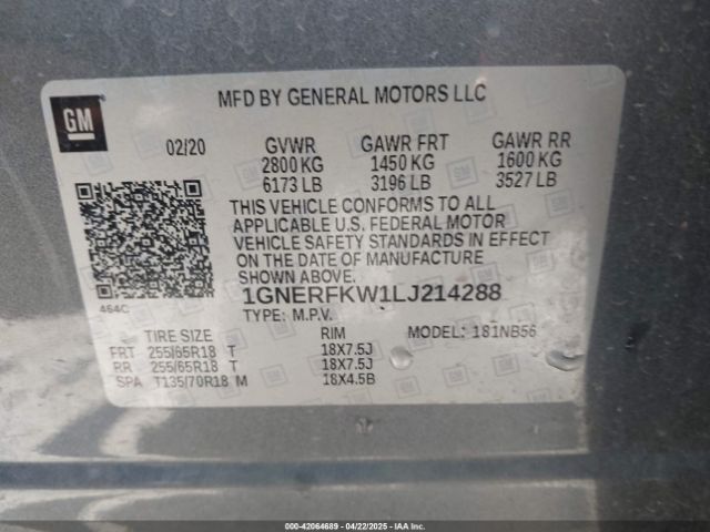 1GNERFKW1LJ214288 Chevrolet Traverse Fwd Ls