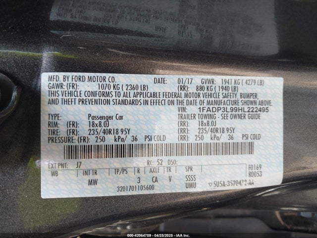 1FADP3L99HL222495 Ford FOCUS ST