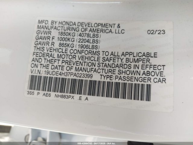 19UDE4H37PA023399 Acura Integra A-spec