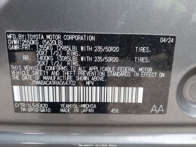 JTMABACA9RA064702 Toyota Bz4x Limited