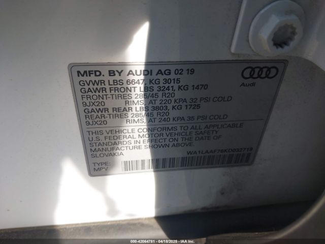 WA1LAAF76KD032719 Audi Q7 Premium Plus/se Premium Plus