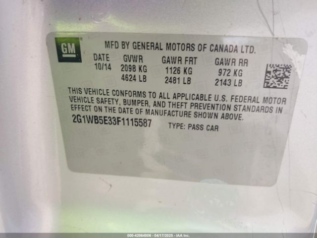 2G1WB5E33F1115587 Chevrolet Impala Limited Lt